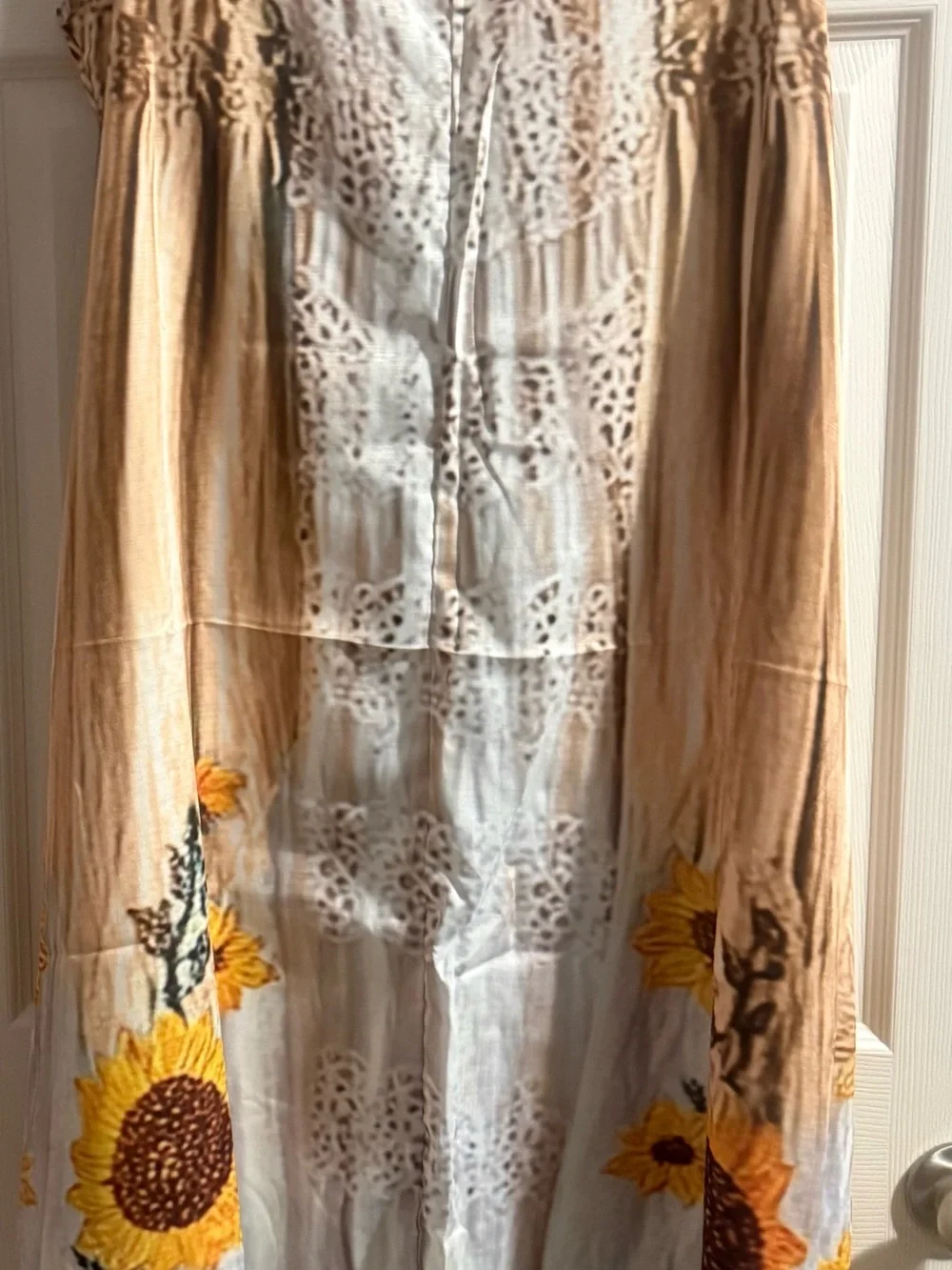 Sunflower Accent Curtain Panel in Beige and Yellow